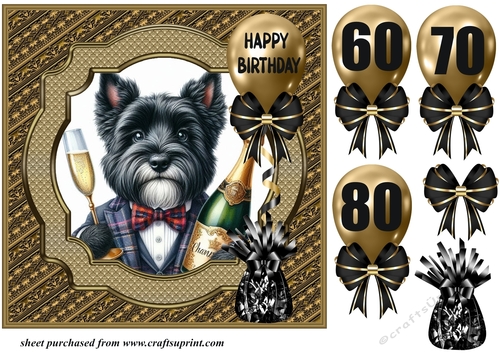 Age 60-80 Birthday pup card front 16