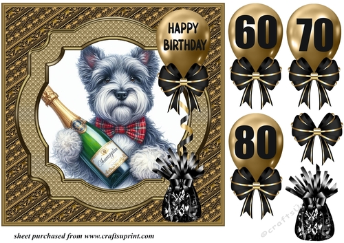 Age 60-80 Birthday pup card front 17