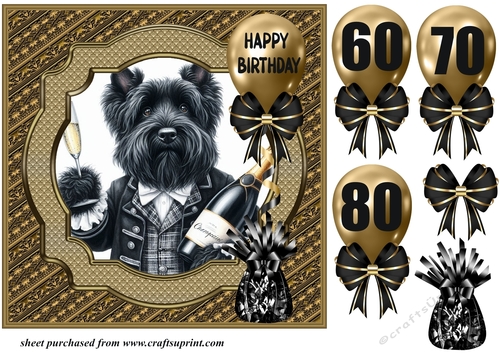 Age 60-80 Birthday pup card front 18