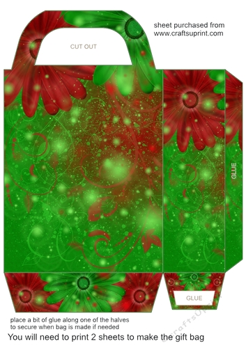 Red and green Christmas sparkle gift bag 1