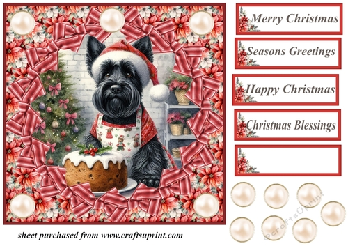 Christmas cake Scottish terrier card front 2