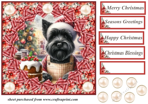 Christmas cake Scottish terrier card front 3