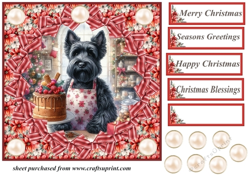 Christmas cake Scottish terrier card front 4