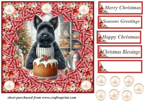 Christmas cake Scottish terrier card front 5