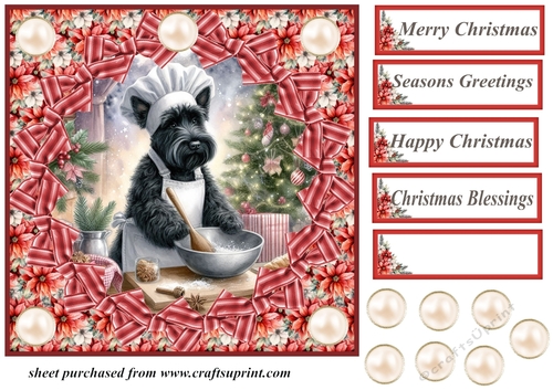 Christmas cake Scottish terrier card front 7