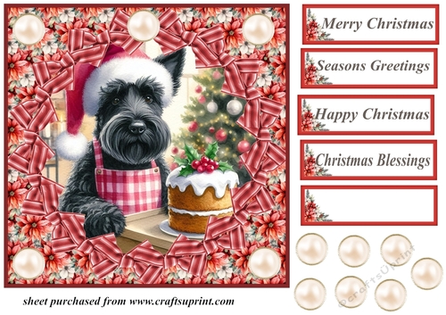 Christmas cake Scottish terrier card front 8
