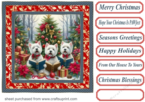 Christmas carol pups card front 1