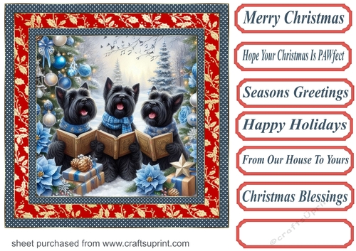 Christmas carol pups card front 2