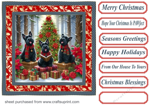 Christmas carol pups card front 3