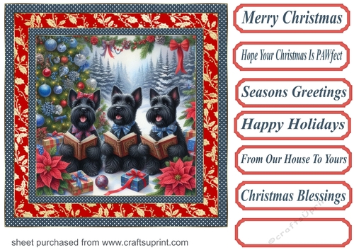 Christmas carol pups card front 7