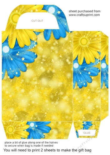 Blue and yellow floral sparkle gift bag 2