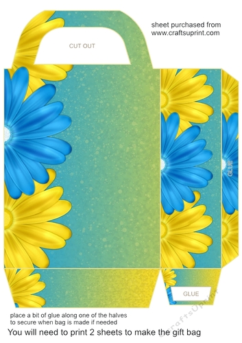 Blue and yellow floral sparkle gift bag 3