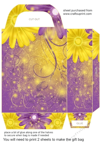 Purple and yellow floral sparkle gift bag 1