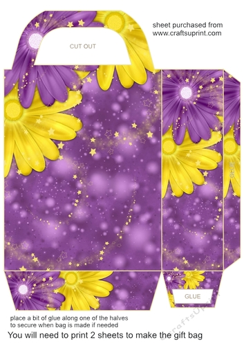Purple and yellow floral sparkle gift bag 2