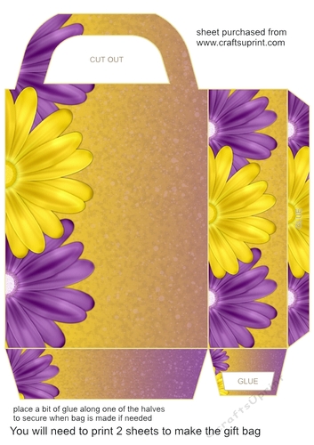 Purple and yellow floral sparkle gift bag 3