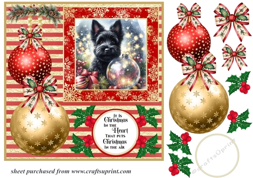 Christmas bauble Scottie card front 4