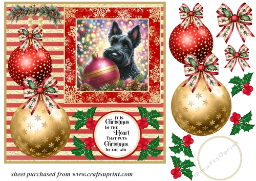 Christmas bauble Scottie card front 5