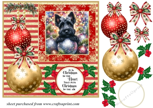 Christmas bauble Scottie card front 7