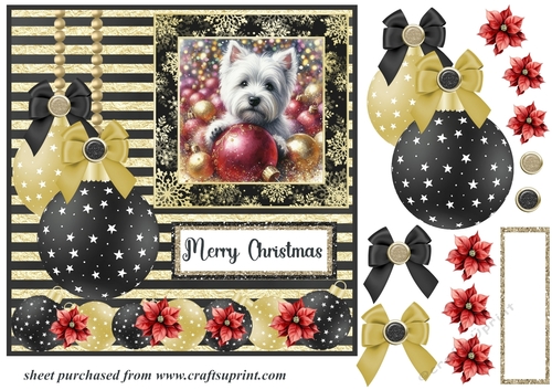 Christmas bauble Westie card front 2