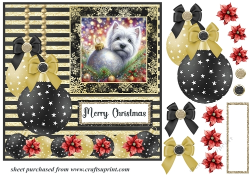Christmas bauble Westie card front 3