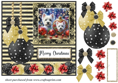 Christmas bauble Westie card front 4
