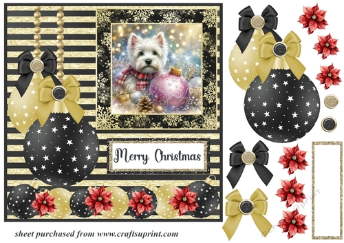 Christmas bauble Westie card front 5