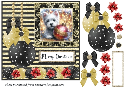 Christmas bauble Westie card front 6