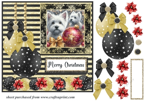 Christmas bauble Westie card front 7