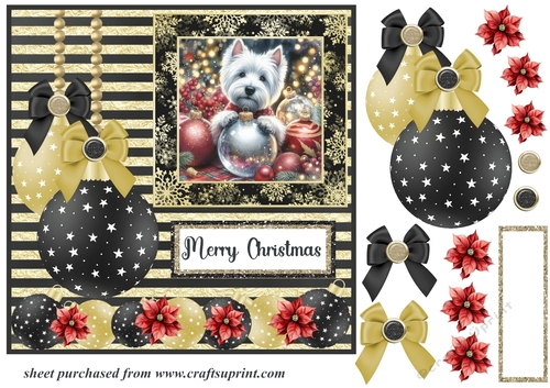 Christmas bauble Westie card front 8
