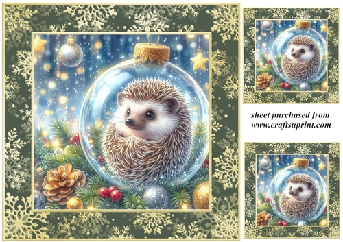 3 Christmas bauble hedgehog card front/toppers 4