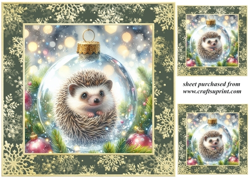 3 Christmas bauble hedgehog card front/toppers 8