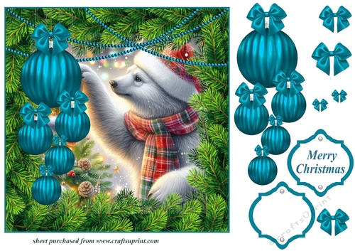 Bauble Christmas polar bear card front