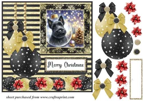 Scottie in Christmas bauble card front 3