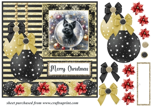 Scottie in Christmas bauble card front 4