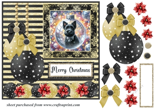 Scottie in Christmas bauble card front 6
