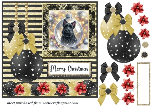 Scottie in Christmas bauble card front 8