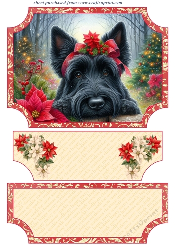 Poinsettia Scottie easel topper and layered stopper (no base) 1