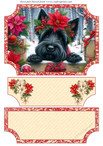 Poinsettia Scottie easel topper and layered stopper (no base) 2