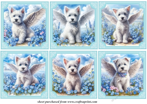 6 Forget me not West Highland terrier toppers
