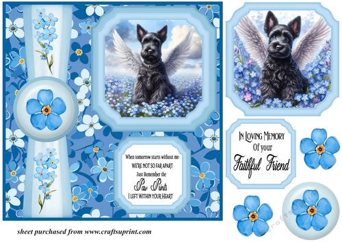 Forget me not 2 panel Scottish terrier card front 2