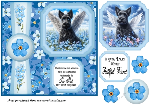 Forget me not 2 panel Scottish terrier card front 3