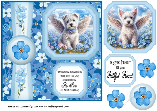 Forget me not 2 panel West Highland terrier card front 1