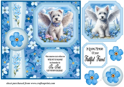 Forget me not 2 panel West Highland terrier card front 3