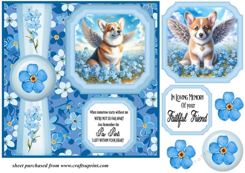 Forget me not 2 panel Corgi card front 1