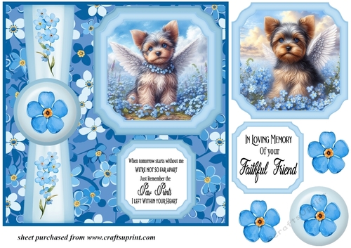 Forget me not 2 panel Yorkie card front 1