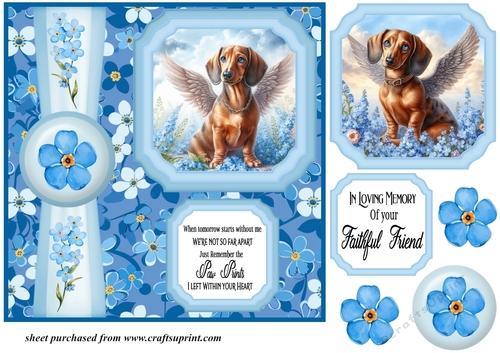 Forget me not 2 panel Dachshund card front 2