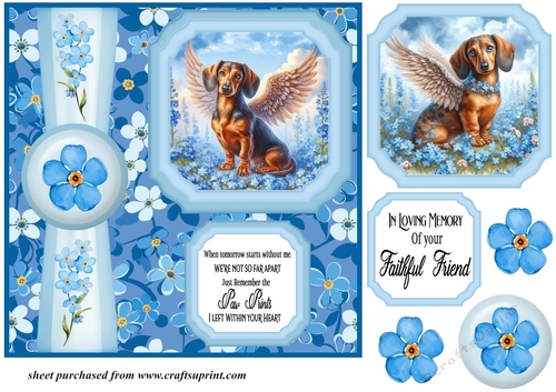 Forget me not 2 panel Dachshund card front 2