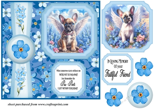 Forget me not 2 panel Frenchie card front 1