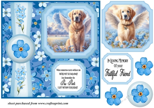 Forget me not 2 panel Golden Retriever card front 1
