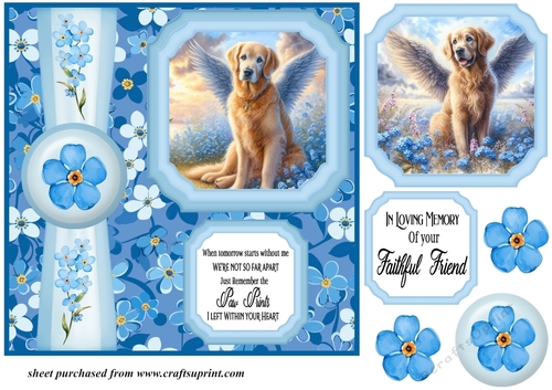 Forget me not 2 panel Golden Retriever card front 2